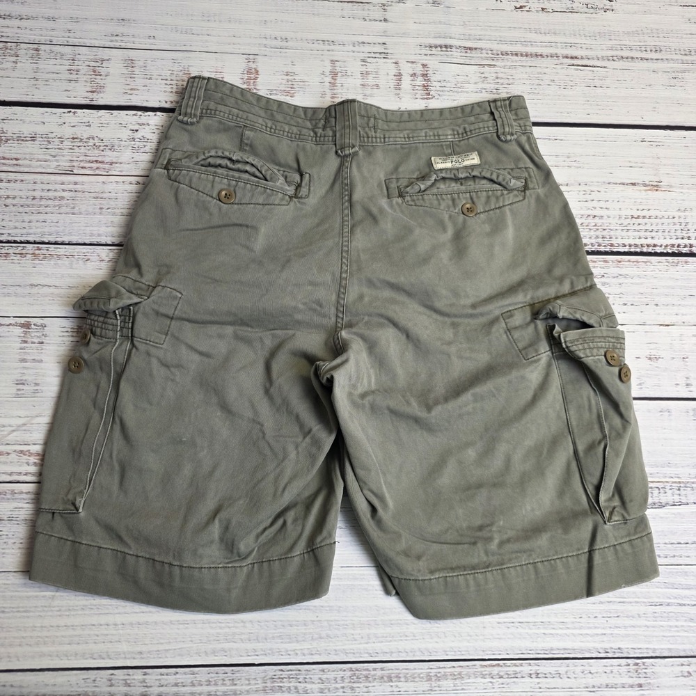 Vintage Polo Ralph Lauren Shorts Mens 32x10 Gray Cargo Cotton Classic Chino Army